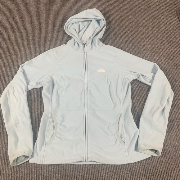 Norht Face Jacket Womens Medium Blue Fleece Full Zip Hoodie Thumb Holes Hiking‎ - Picture 1 of 14